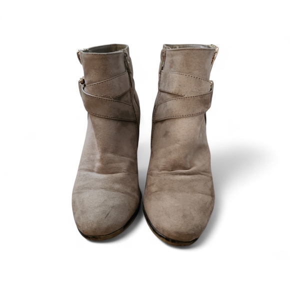 Kohl's Beige Ankle Boots with Zipper and Buckle - Picture 3 of 5